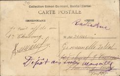 POSTAL Córcega Creeks De Piana de la VENDIMIA