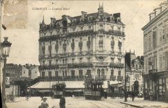 VINTAGE POSTCARD Limoges Ceutral Hotel Tram