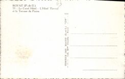 VINTAGE POSTCARD Royat the Manor house Hotel the Thermal Hotel and the terrace of Pariou