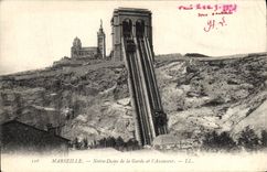 CPA Marseille Notre Dame De La Garde Et I'Ascenseur