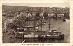 CPA Marseille Panorama Du Quai Du Port Bateaux