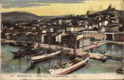 CPA Marseille Vieux Port Vue Panoramique Bateaux