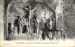 CPA Brantome Les Grottes Bas Relief du Crucifiement 