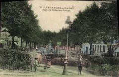 VINTAGE POSTCARD Villefranche on the Saone Public garden Etienne Chicken