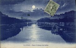 POSTAL Lyon de la VENDIMIA el puente D Ainay y el Saone