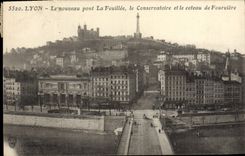 CPA Lyon Le Nouveau Pont La Feuillee le Conservatoire et le coteau de Fourviere
