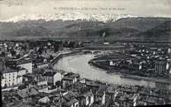CPA Grenoble L'Ile Verte l'Isere et les Alpes