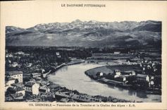 CPA Grenoble Panorame de la Tronche et la chaine des Alpes 