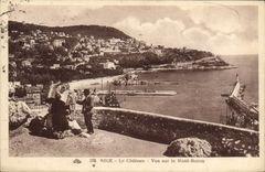 POSTAL de la VENDIMIA Niza el castillo visto en el montaje del boro