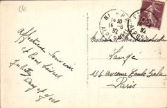 POSTAL de la VENDIMIA Niza el castillo visto en el montaje del boro