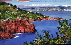 VINTAGE POSTCARD Road of the Gold Cornice and the Alps since the collar of Esquilon