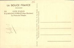 Cabo Ferrat del St Jean de la POSTAL de la VENDIMIA el punto del hogar de vieja gente