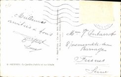 POSTAL MODERNA Menton el jardín público y los hoteles