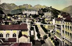 POSTAL MODERNA Menton estación y hoteles de tren