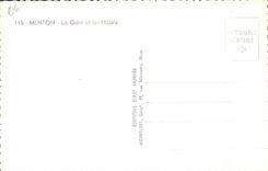 POSTAL MODERNA Menton estación y hoteles de tren