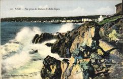 POSTAL de la VENDIMIA Niza vista de las rocas de Capeu envuelto
