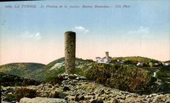 POSTAL de la VENDIMIA La Turbie la placa de las ruinas romanas de la justicia