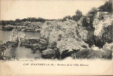VINTAGE POSTCARD Cape d' Antibes Rocks of the Eilenroc villa