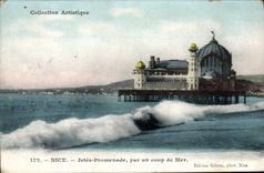 CPA Nice Jetee Promenade Par un Coup de Mer