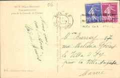 Opinión panorámica de la POSTAL de la VENDIMIA Niza tomada de la cascada del castillo