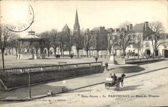 VINTAGE POSTCARD Parthenay Places Kiosque flag