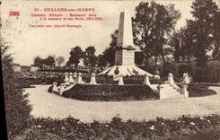 VINTAGE POSTCARD Trawl-nets On the military Marne Cemetery Monument raised with the memory of our Militaria deaths