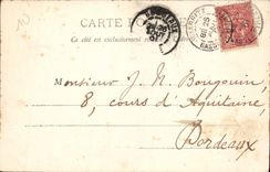 Vasco de la mujer de Biarritz de la POSTAL de la VENDIMIA que va a la TAPA de la mula del asno del mercado