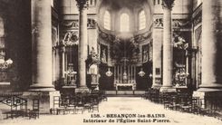 VINTAGE POSTCARD Besancon Les Bains Interior of the Church Saint Pierre