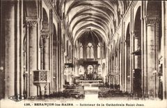 VINTAGE POSTCARD Besancon Les Bains Interior of the Cathedral Jean Saint