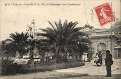 VINTAGE POSTCARD Toulon Parks PLM and Monument of the Combatants