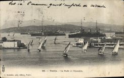 VINTAGE POSTCARD Toulon Roads and the Squadron Boats
