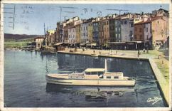 VINTAGE POSTCARD Holy Tropez the Port Boat