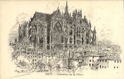 Catedral de Metz de la POSTAL de la VENDIMIA vista del oeste
