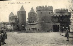 POSTAL Metz de la VENDIMIA la puerta de los soldados de Militaria de los alemanes