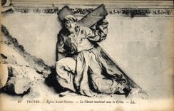 VINTAGE POSTCARD Troyes the Church Saint Nicolas Christ falling under the cross