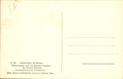 CPA Reims Cathedrale Ebrasement sud du porche central du grand portail Annonciation et Visitation