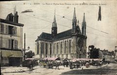 VINTAGE POSTCARD Rheims the Place And I' Eglise Thomas Saint One day of market Suburb of Laon