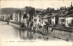 VINTAGE POSTCARD Epinal Old women Houses On the Moselle