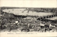 VINTAGE POSTCARD Bordeaux Panorama Close Of the Tower Saint Michel