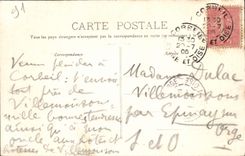 POSTAL Corbeil de la VENDIMIA el ayuntamiento visto en el barco de Seine