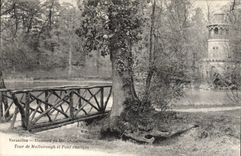 VINTAGE POSTCARD Versailles Hamlet of Marie Antoinette Tour of Malborough and rustic bridge