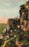 CPA Rocamadour Le Roche et le Chateau En bas le nouvel Hotel