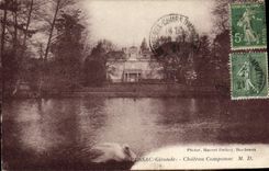 VINTAGE POSTCARD Pessac Castle Componac Swan