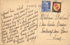 VINTAGE POSTCARD Romans Bridges Connecting Romance has Bourg of Toll