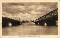 POSTAL Estrasburgo de la VENDIMIA dos puentes en el Rin