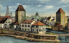 POSTAL Estrasburgo de la VENDIMIA cerca de los puentes cubiertos