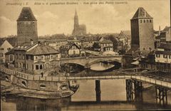 POSTAL Strassburg Gedeckten Brudien de la VENDIMIA vista de los puentes