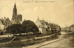 Auf Kaufhaus U Munster de Strassburg Blick de la POSTAL de la VENDIMIA