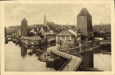 POSTAL Strassburg de la VENDIMIA vista de la concesión de los puentes cubiertos