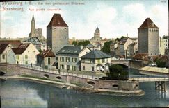 POSTAL Estrasburgo de la VENDIMIA con los puentes cubiertos